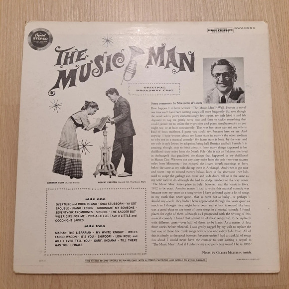 Vintage The Music Man Original Broadway Cast Vinyl Full Spectrum Of Sound Vinyl - Picture 2 of 7
